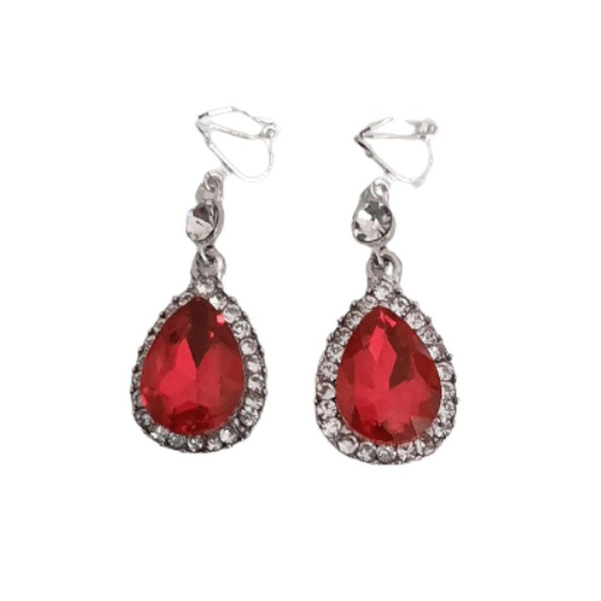 Red clearance diamante earrings