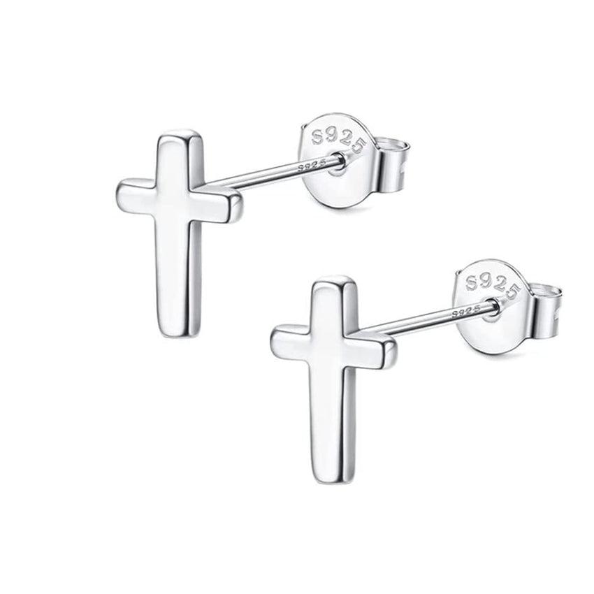 Childrens silver cross on sale earrings