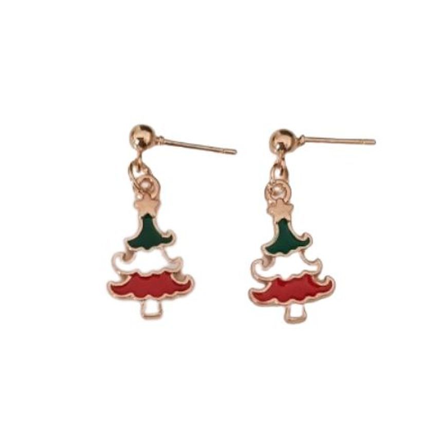 3 Colour Dangly Christmas Tree Earrings