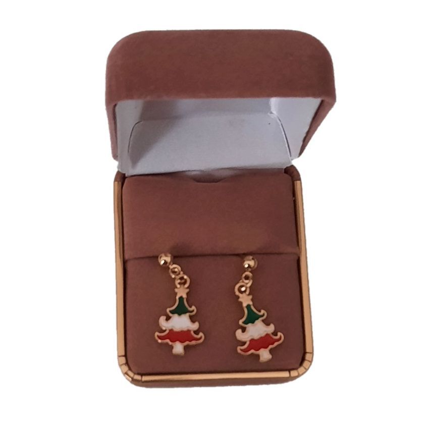 3 Colour Dangly Christmas Tree Earrings(2)