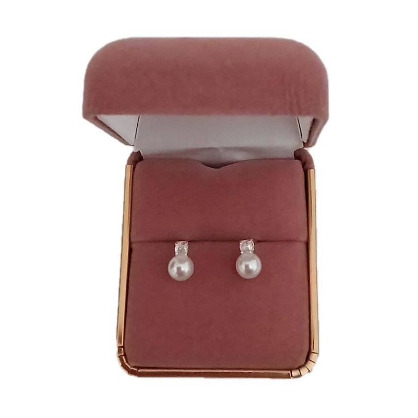 5mm Pearl CZ Sterling Silver Earrings(2)