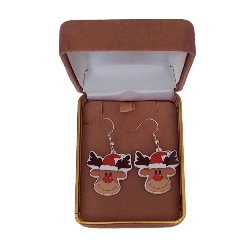 Acrylic Reindeer Face Earrings(2)