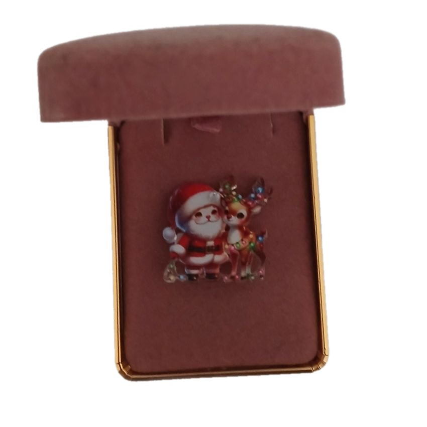 Acrylic Santa And Reindeer Brooch(2)