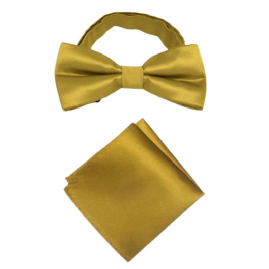 Antique Gold Dicky Bow And Hanky Matching Set