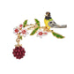 Bird On A Pretty White Flower Brooch