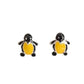 Black And Yellow Sterling Silver Penguin Earrings