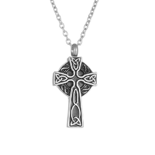 Black Celtic Cross Memorial Cremation Ashes Pendant