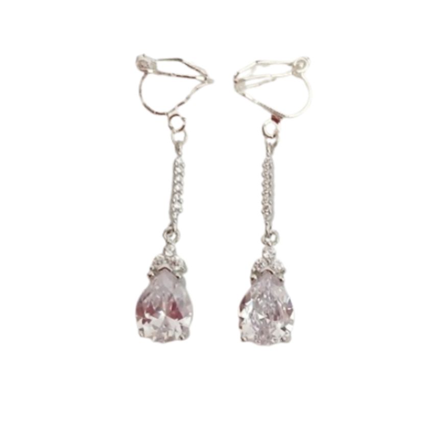 Bling Diamante And Silver Clip On Earrings