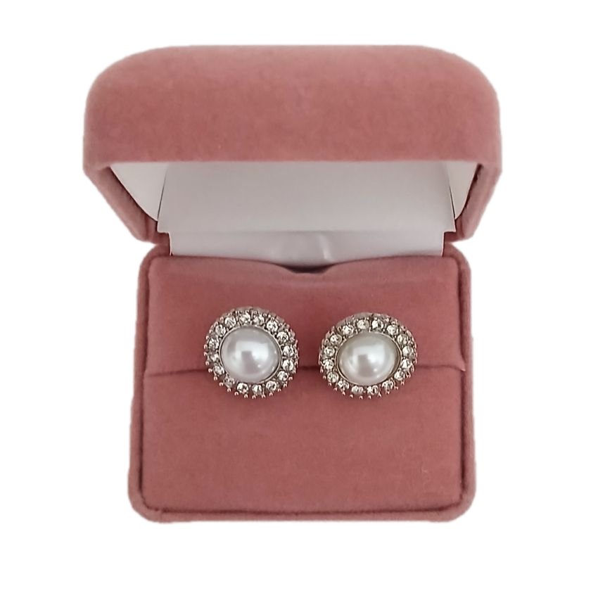 Bling Diamante Pearl Clip On Earrings(2)