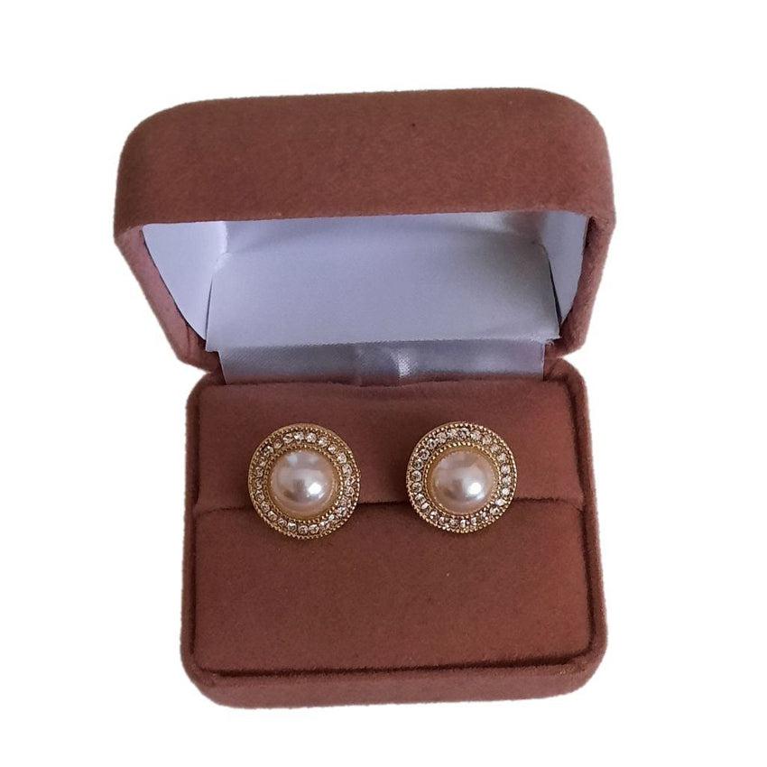 Bling Diamante And Gold Clip On Earrings(2)