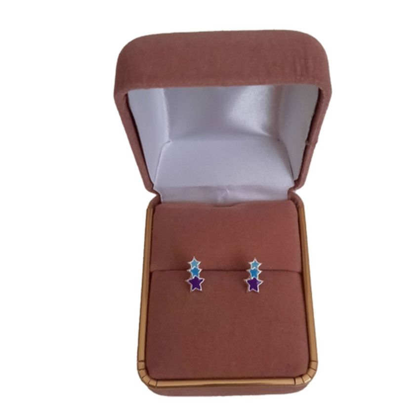 Blue And Purple Sterling Silver Star Earrings(2)