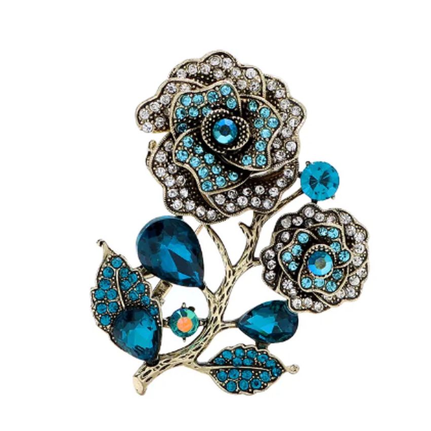 Blue And Teal Flower Brooch