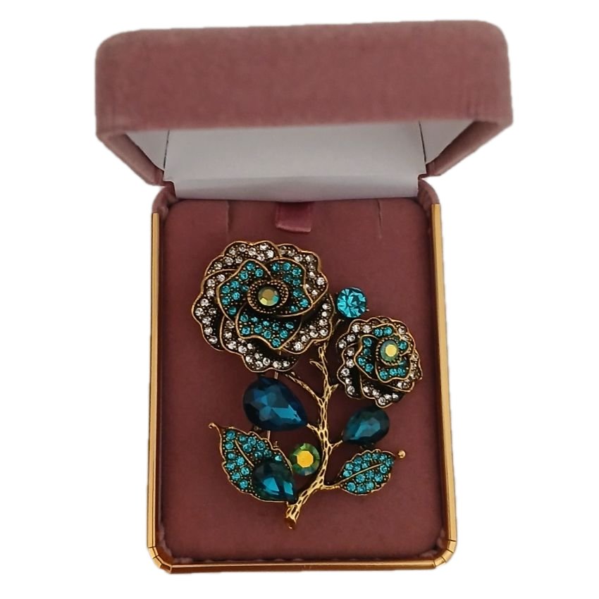 Blue And Teal Flower Brooch(2)