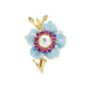 Blue Flower With Pearl Bead Brooch