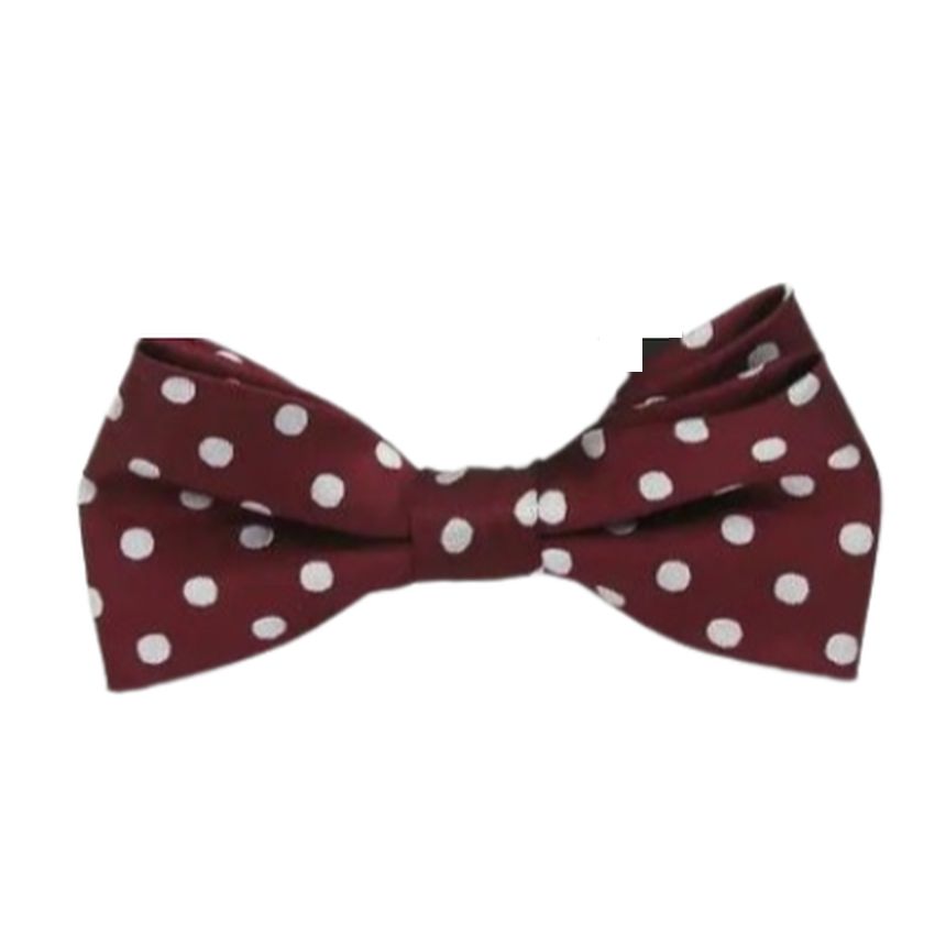 Burgundy With White Spot Boys Bow Tie