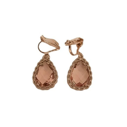 Champagne Colour Drop Clip On Earrings