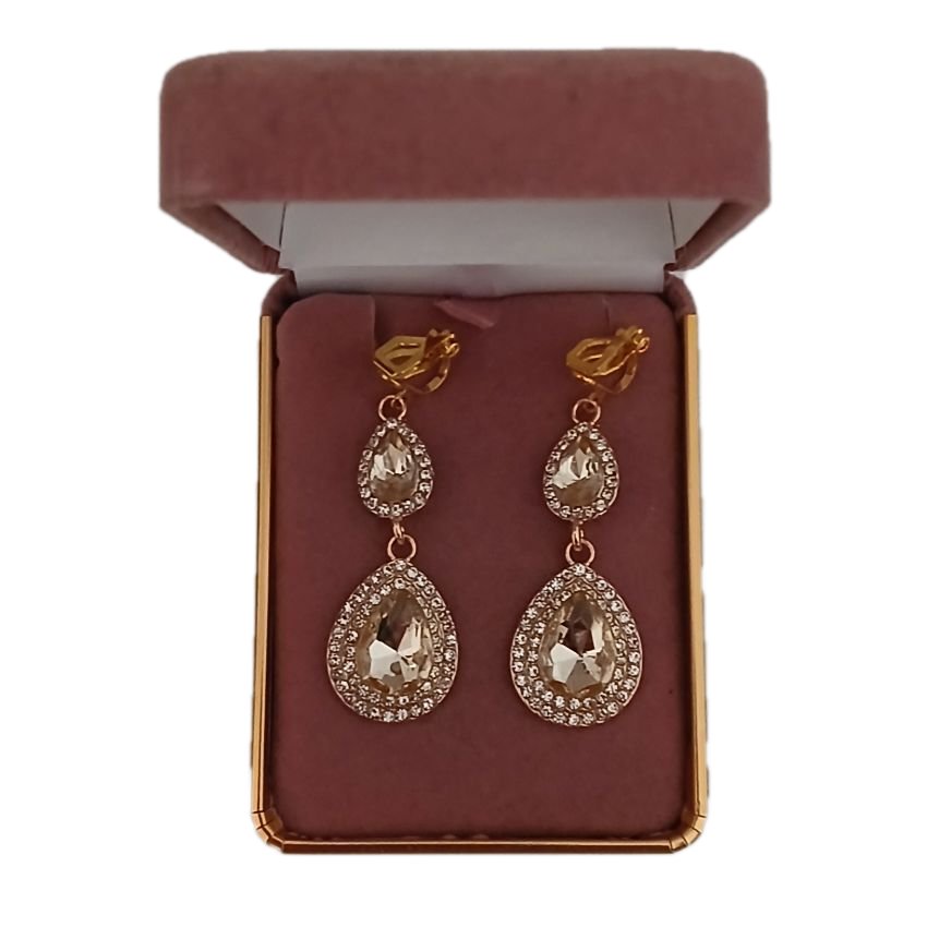 Champagne Colour Drop Clip On Earrings(2)