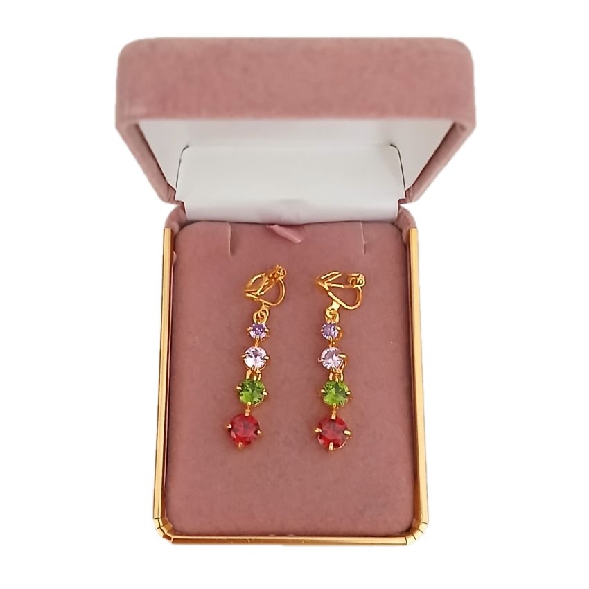 Colourful Crystal Drop Clip On Earrings(2)