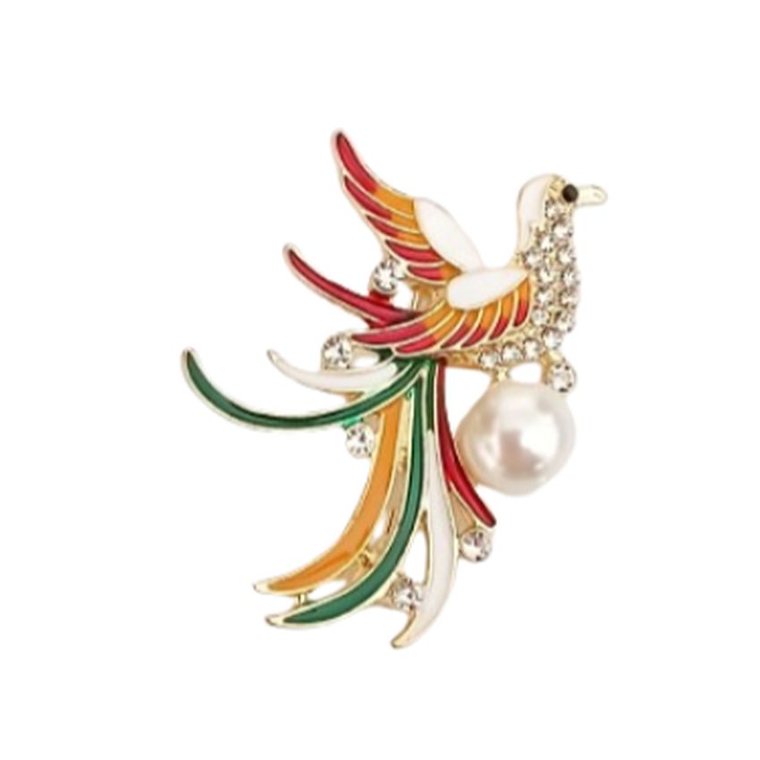 Colourful Drop Bird Brooch