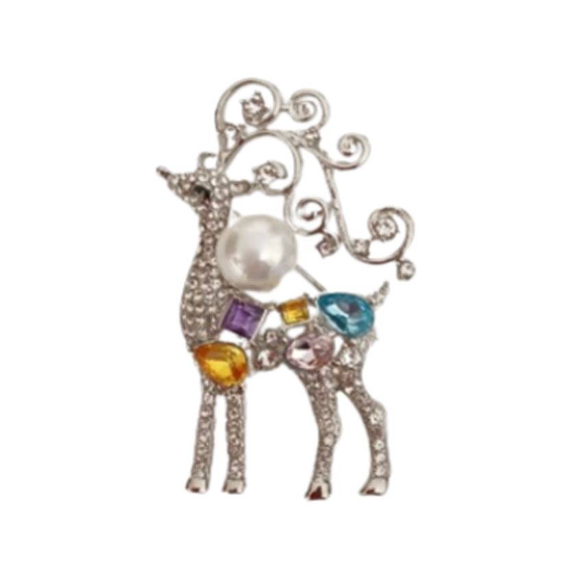 Colourful Reindeer Christmas Brooch