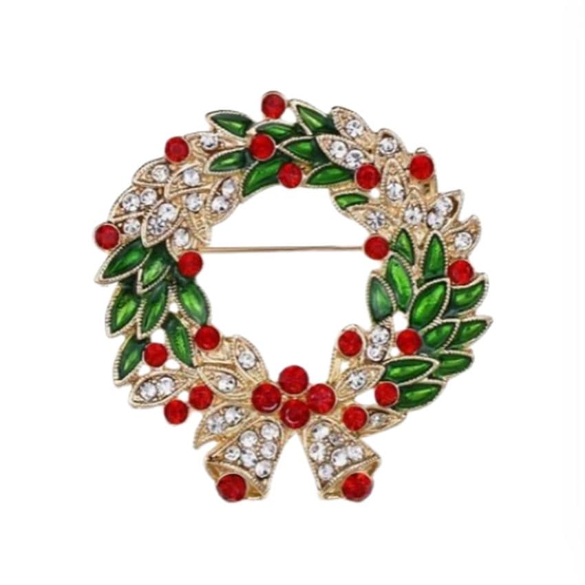 Colourful Wreath Christmas Brooch