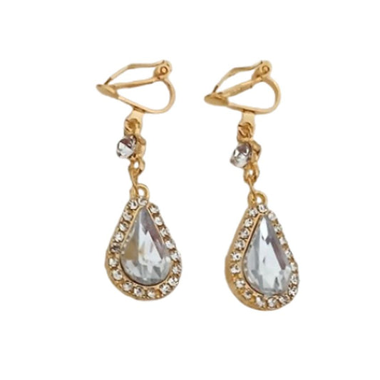 Dangly Clip On Earrings With Gold Tone Stems