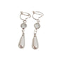 Dangly Double Drop Pearl Clip On Earrings