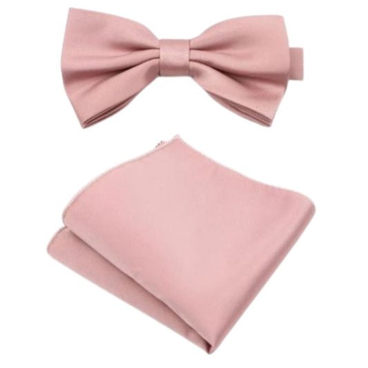 Dark Pastel Pink Adjustable Bow Tie Set