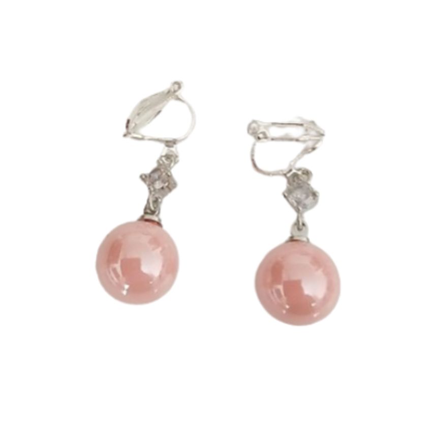 Deep Pink Pearl Drop Clip On Earrings