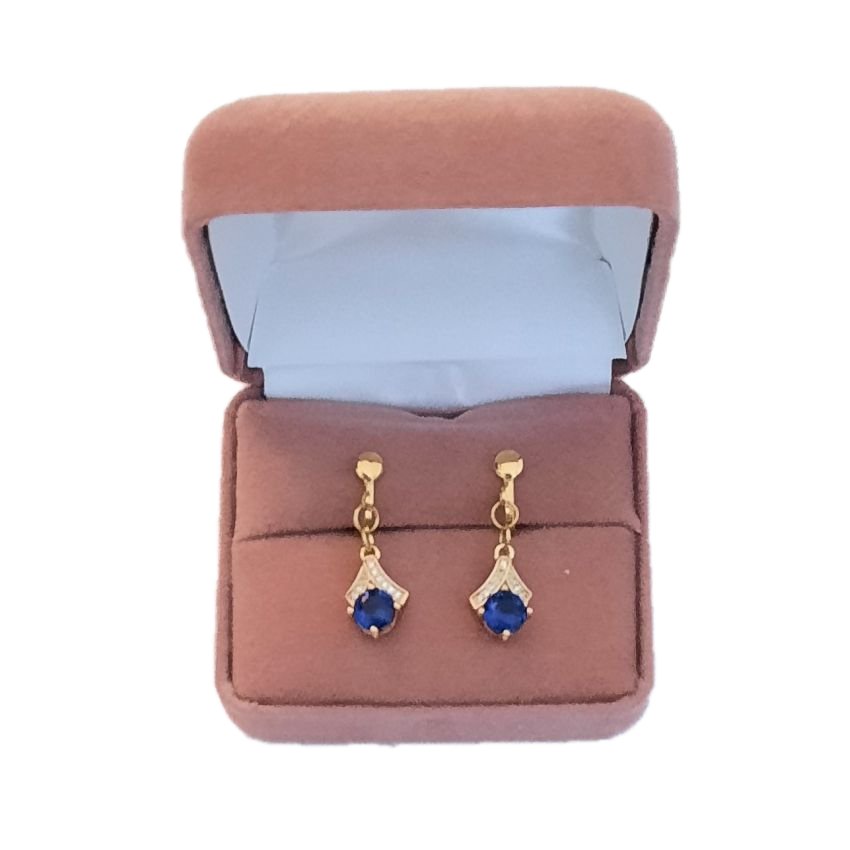 Diamante Arch Blue Drop Clip On Earrings(2)