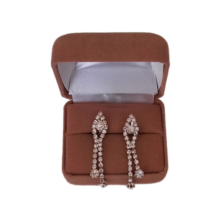 Diamante Drop Strands Clip On Earrings(2)