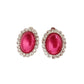 Diamante Edge Burgundy Clip On Earrings