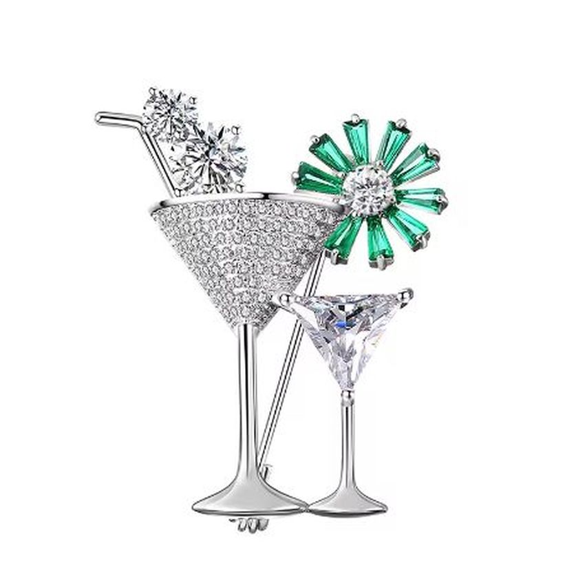 Diamante Fun Cocktail Brooch