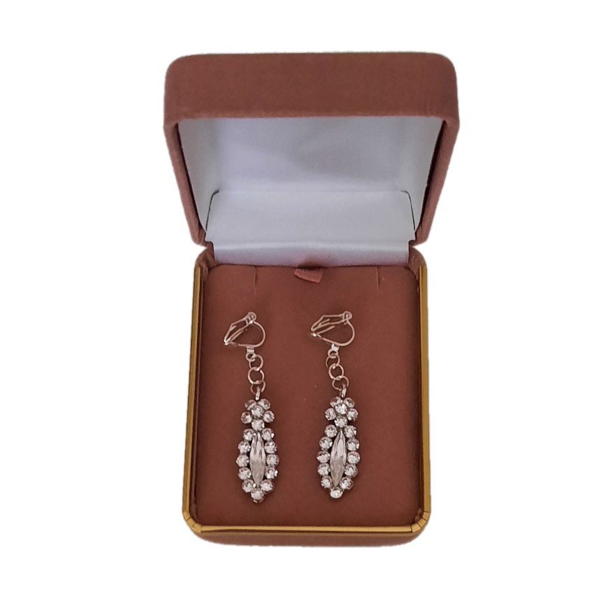 Diamante Vintage Style Clip On Earrings