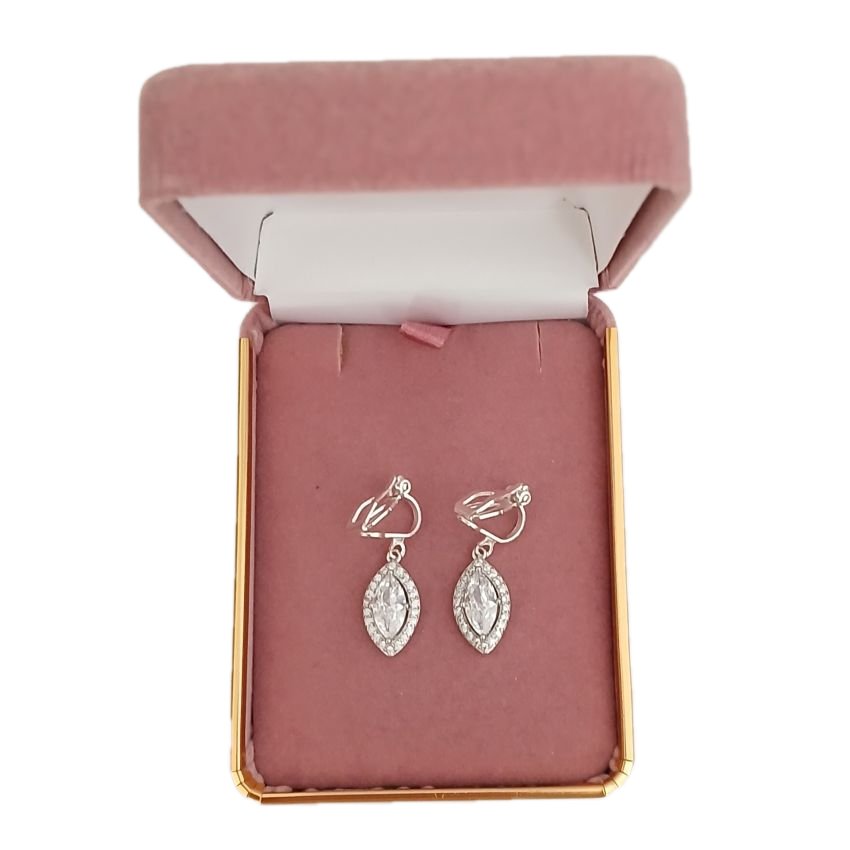 Diamante Drop Stud Clip On Earrings(2)