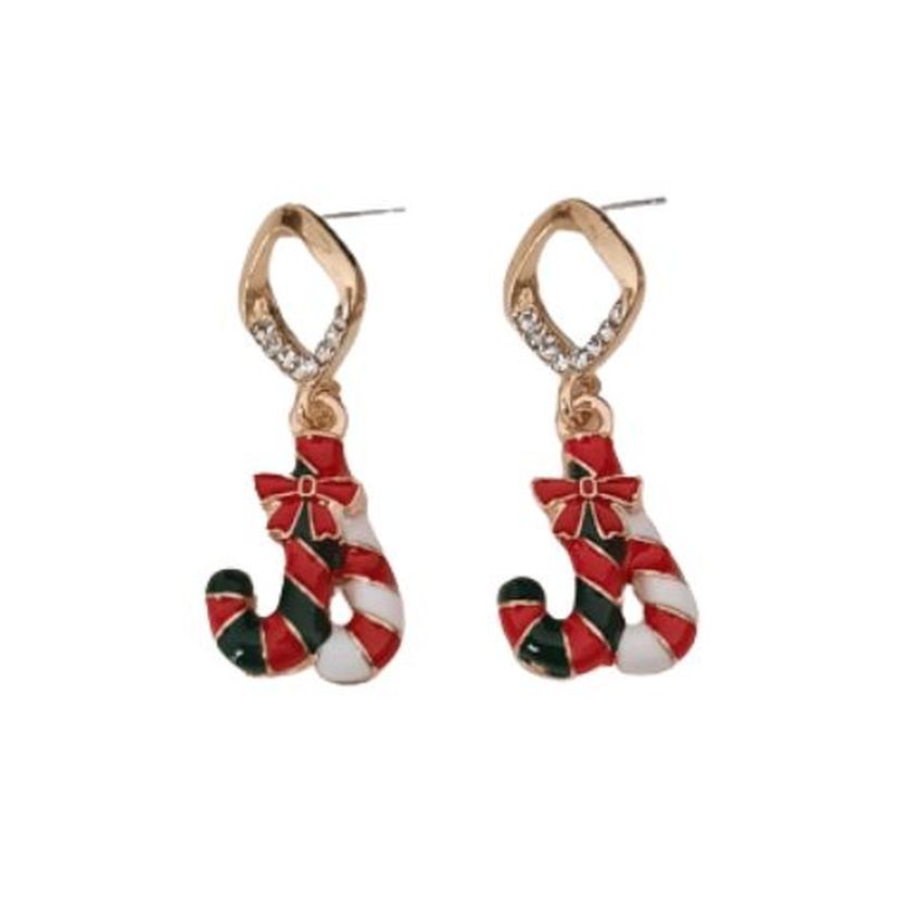 Double Candy Cane Christmas Earrings