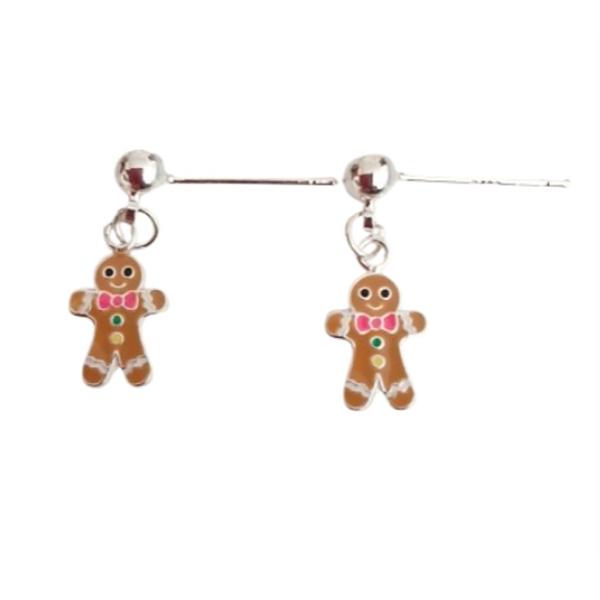 Drop Sterling Silver Kids Gingerbread Earrings