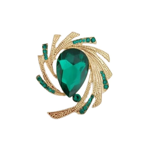 Emerald Green Swirl Ladies Brooch