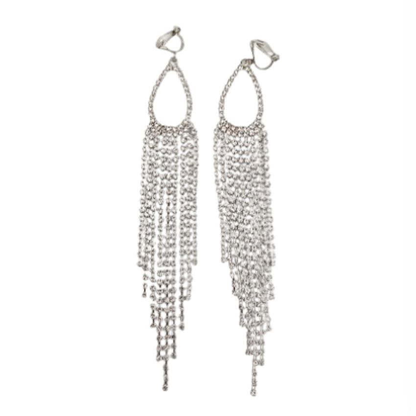 Extra Long Diamante Clip On Earrings