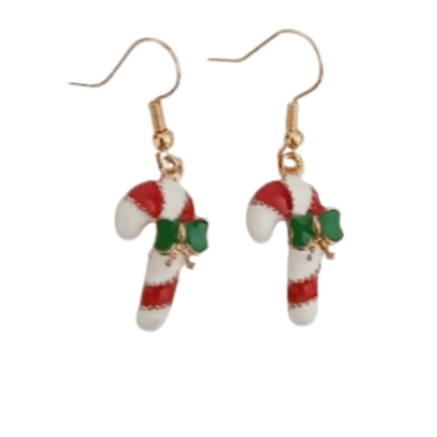 Fashion Jewellery Red And White Candy Cane Earrings