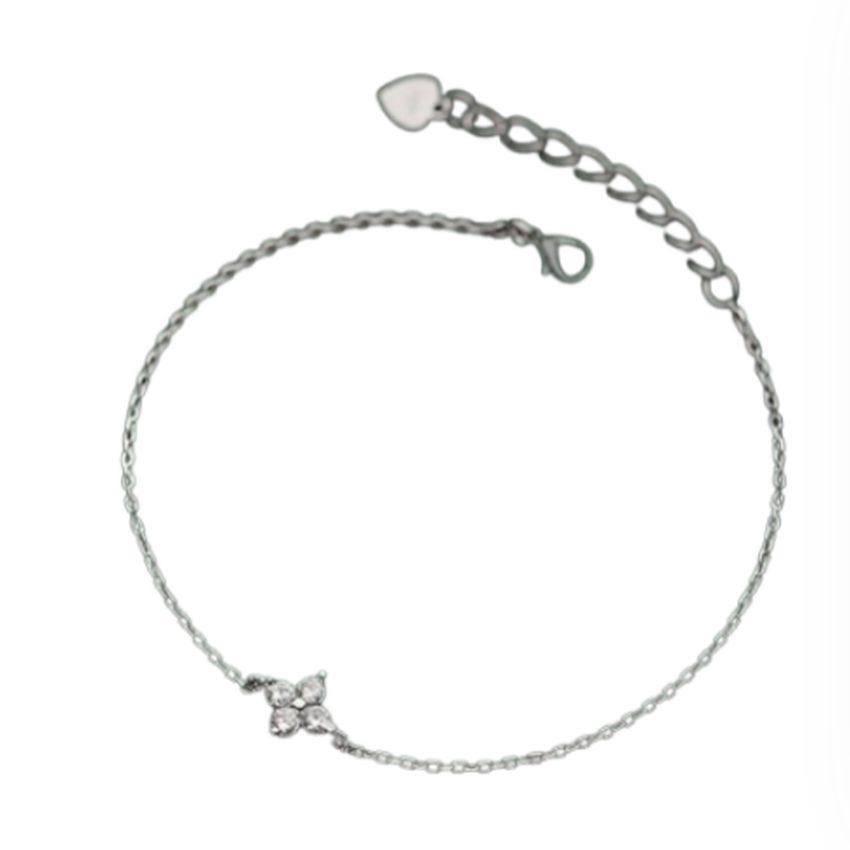 Flower Link Childs Silver Bracelet