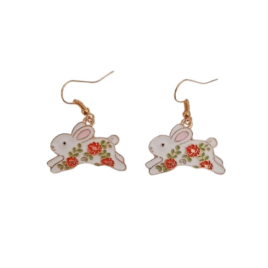 Flowered Rabbit Fun Fashion Earrings