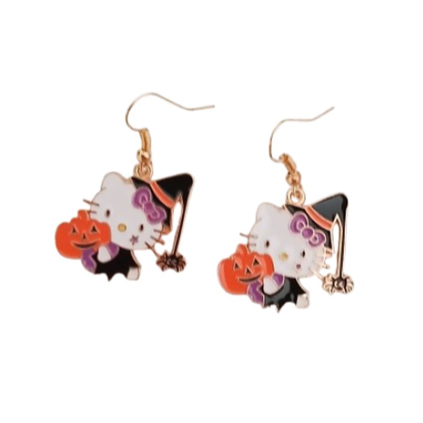 Fun Halloween Cat Dangly Fashion Earrings