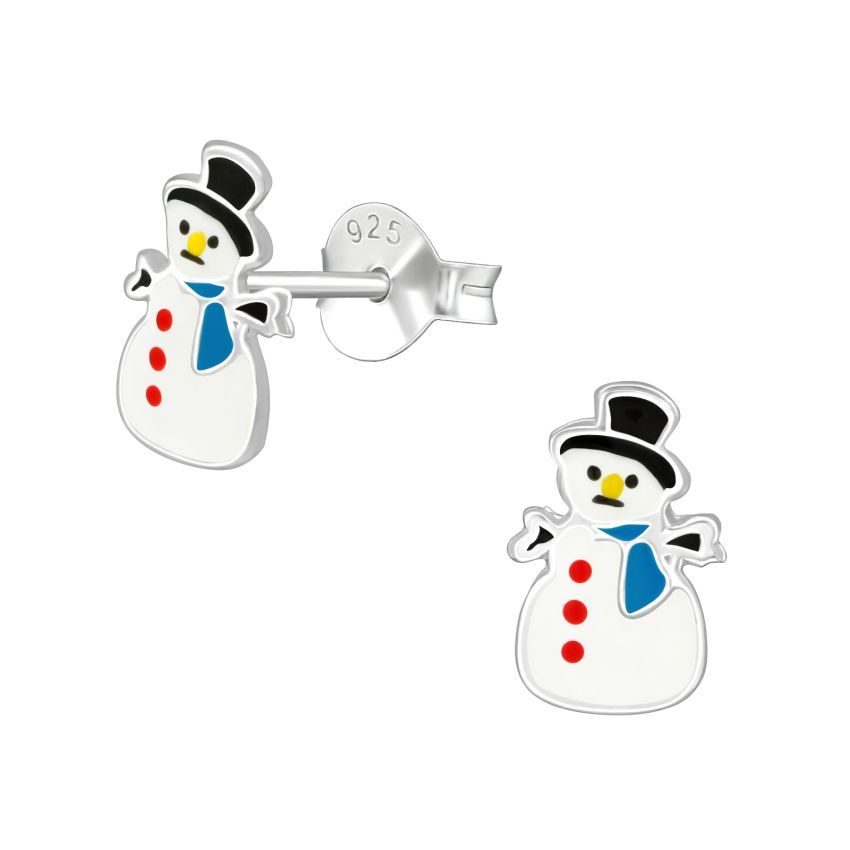 Fun Sterling Silver Kids Snowman Earrings