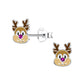 Funny Reindeer Sterling Silver Christmas Earrings