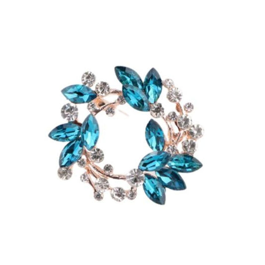 Glitzy Beautiful Crystal Set Light Aqua Blue Stone Brooch