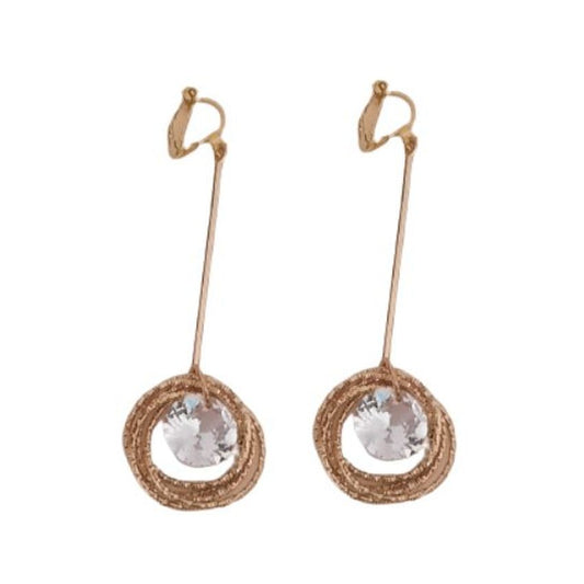 Gold Colour Circle Drop Clip On Earrings