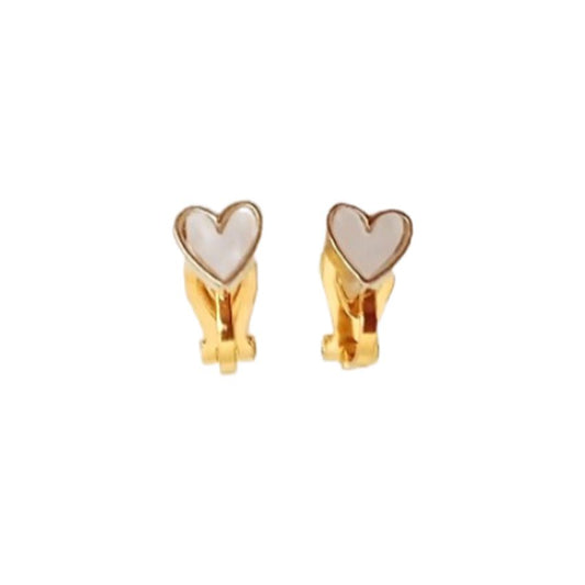 Gold Heart Communion Clip On Earrings