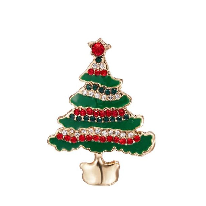 Green And Red Christmas Tree Brooch