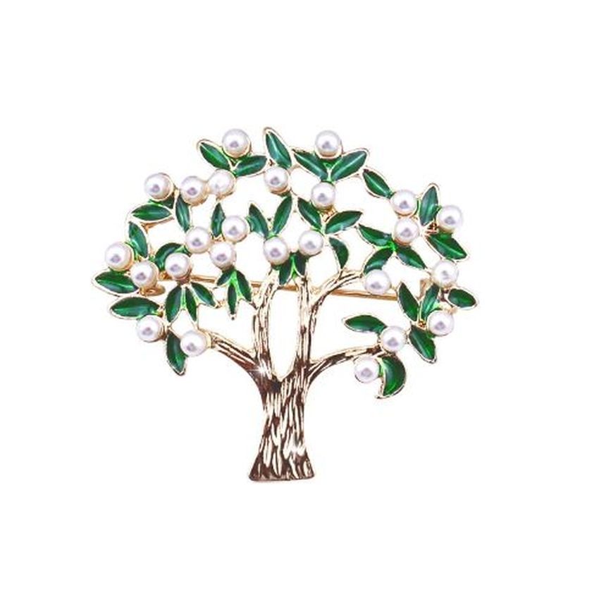 Green Pearl Tree Ladies Brooch